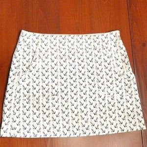 J. Crew Mini Skirt Nautical Anchors, Size 6, Black Anchor on Ivory/White